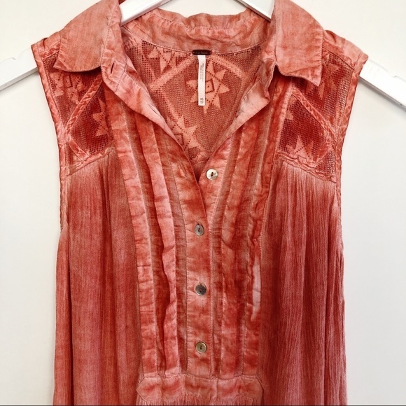 Free People Coral Henley Tunic Tank Top Size Small - Picture 3 of 13